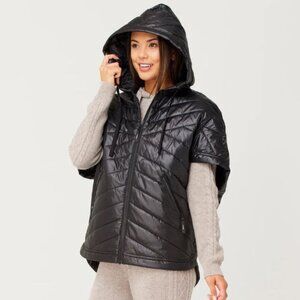 Krimson Klover Sierra Insulated Poncho Vest Women's S/M Black Hooded Oversized‎